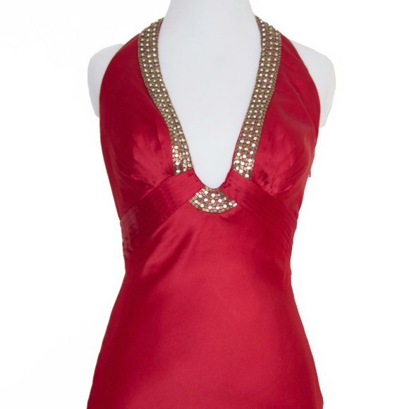 JOVANI Red Gown Dress Evening Formal Prom Rhinestone beads Small New 495$ - Picture 3 of 4